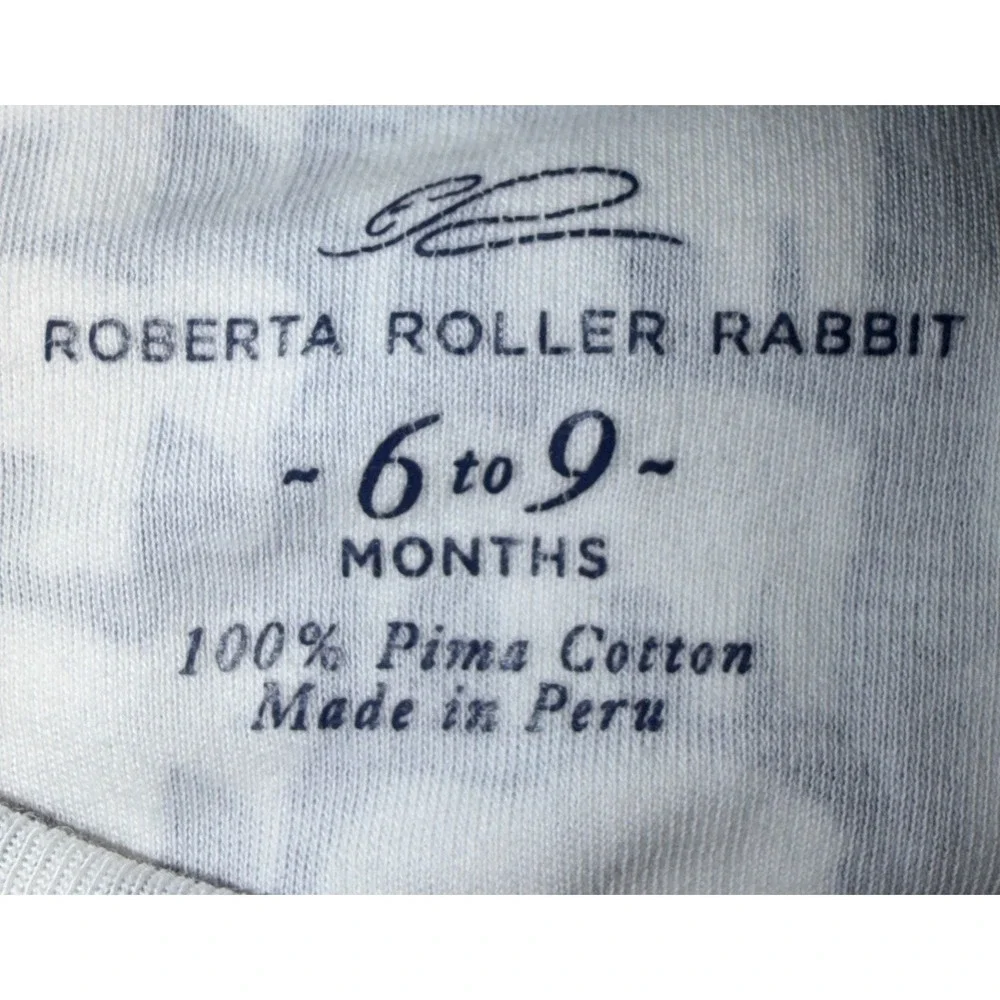Roller Rabbit 100% Pima Cotton 6-9 Months Long Sleeve Roberto Elephant Pajamas